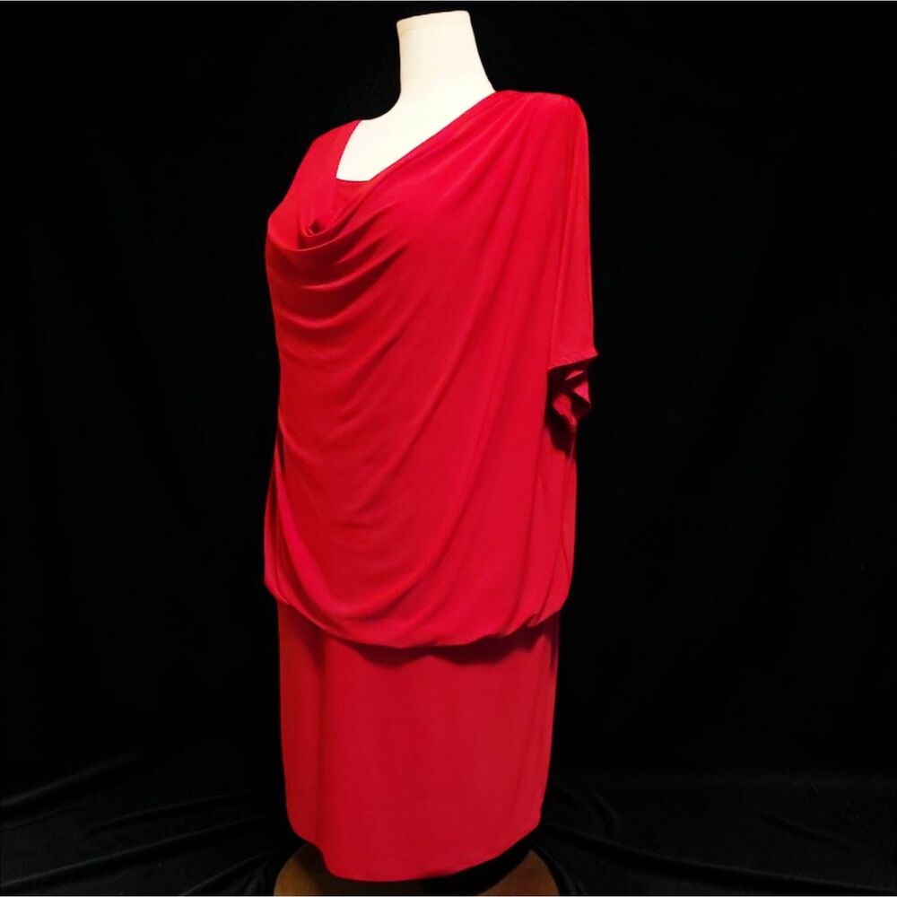 VTG 80s Ronni Nicole Red Draped Bubble Dress 18W Whimsigoth